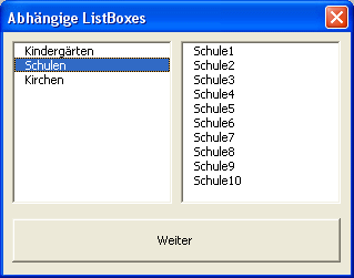 Zweite ListBox nach Auswahl in erster fllen