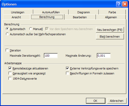 Optionen-Dialog