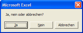 Meldung VbJesNoCancel